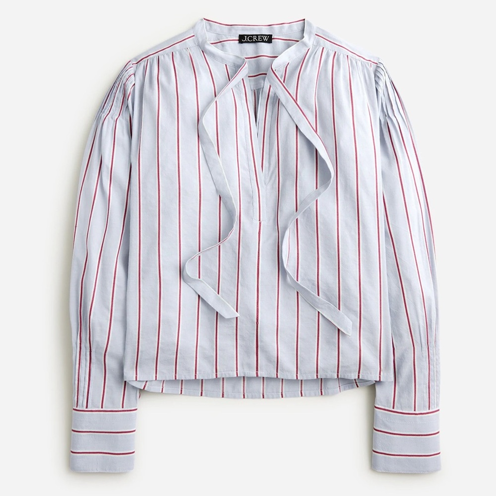 NWT J.Crew Blue Blouse with Red and White Stripes
